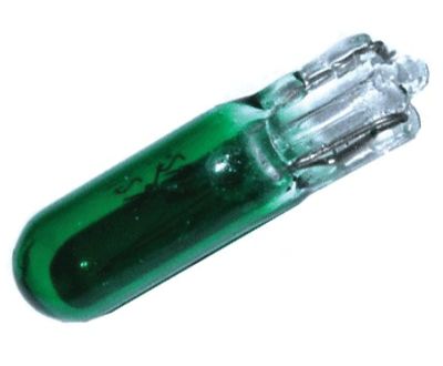 Glödlampa T5 W2x4,6d 12V 1,2W grön