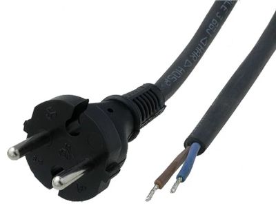 Schuko-nätkabel gummi 2x1,5mm² 3m svart