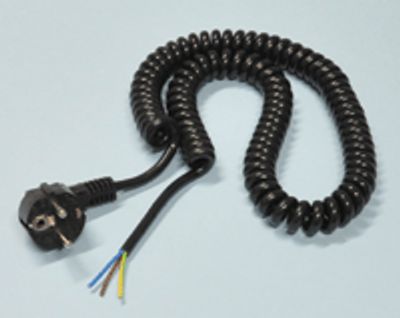 Schuko-skruvanslutningskabel 0,8-2m svart