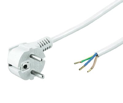 Schuko-nätkabel 3x1,5mm² vit 1,8m