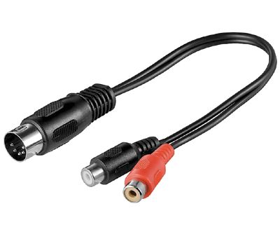 DIN/RCA-anslutningskabel DIN-hane/2xRCA-hona 0,2m