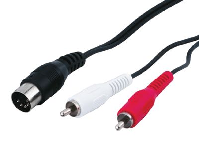 DIN/RCA-anslutningskabel DIN-hane/2xRCA-hane 1,5m