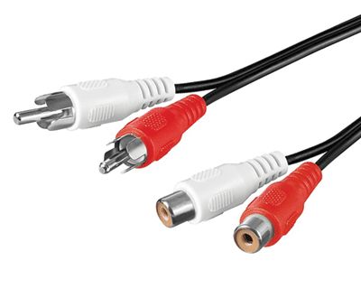 RCA ljudförlängningskabel svart 10m