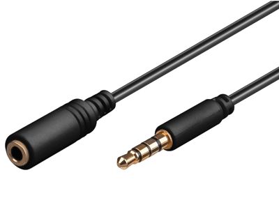 Förlängningskabel 3,5 mm 4-polig svart 2 m