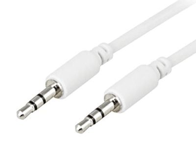 Audiokabel 2x2,5mm stereoplugg vit 0,2m Audiokabel 2x2,5mm stereoplugg vit 0,2m