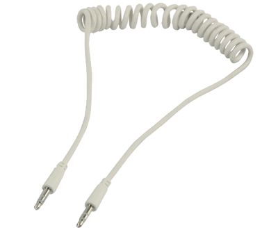 Ljudanslutningskabel med spiralledning vit 1m *