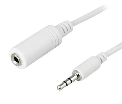 Audioförlängningskabel 2,5 mm stereo vit 1 m