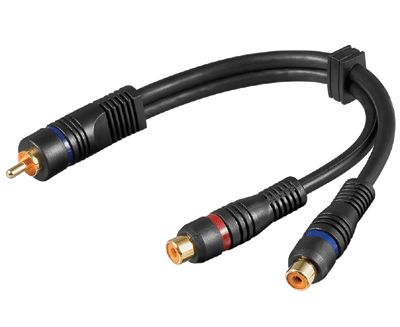 RCA ljudsplitterkabel förgylld svart 0,2m