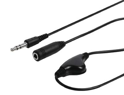 3,5 mm hörlursförlängningskabel med volymkontroll svart 1m