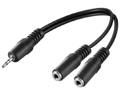 Audioförgreningskabel 3,5 mm stereo svart 0,2 m