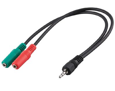 Audioförgreningskabel 3,5 mm 4-polig stereo svart 0,3 m