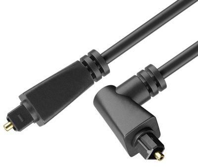 Optisk anslutningskabel TOSLINK vinklad/rak 2m