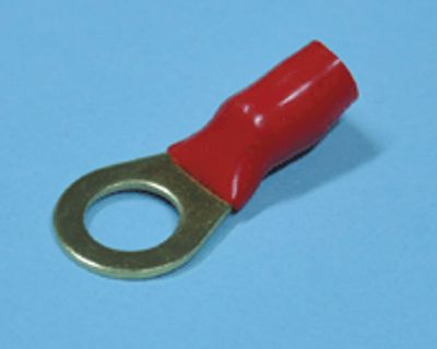 Förgylld ringkabelsko 8mm röd AWG10 (6mm²)