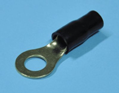 Förgylld ringkabelsko 8mm svart AWG8 (10mm²)