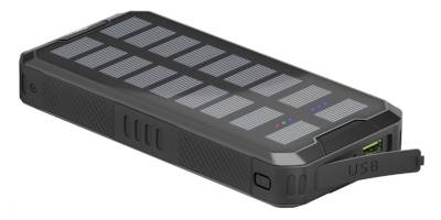 Li-Pol-batteri (PowerBank) med solcell USB 20Ah QC IP44