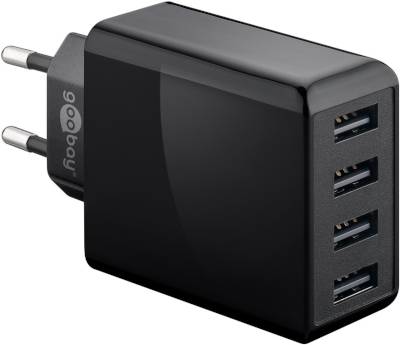 USB-strömadapter 5Vdc 6A 30W 4xUSB-A
