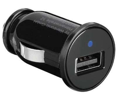 USB-spänningsomvandlare för cigarettändaruttag 1xUSB 12-24Vdc/5Vdc 1A