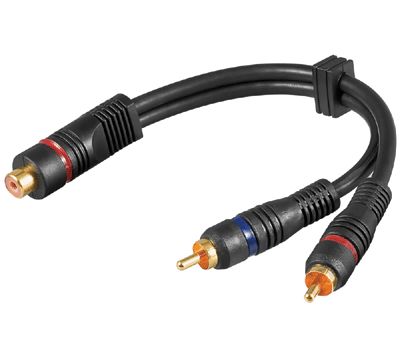 RCA ljudsplitterkabel förgylld svart 0,2m