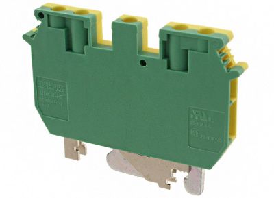 Jordningslist för DIN-skena 2x4,0mm² gulgrön