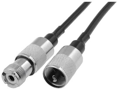 UHF-anslutningskabel med förlängningsadapter 50 ohm svart 2m