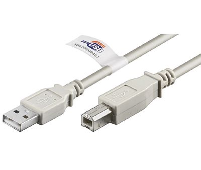 USB-anslutningskabel 1.1/2.0 A/B grå 2m