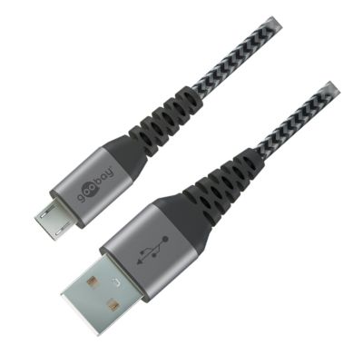 USB 2.0 anslutningskabel med nylonisolering USB-A/micro-USB-B 2m