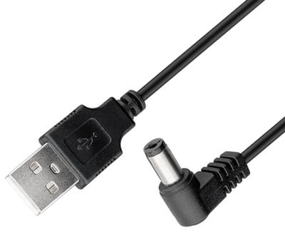 USB/DC-anslutningskabel med USB-A/DC-2.1P strömkontakter 1m