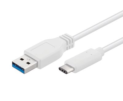 USB 3.0 anslutningskabel USB-C/USB-A vit 0,2m
