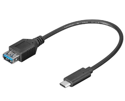 USB 3.0 anslutningskabel USB-C/USB-A svart 0,2m