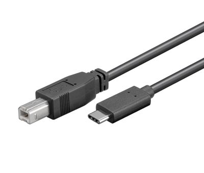 USB 2.0 anslutningskabel USB-C/USB-B svart 1m