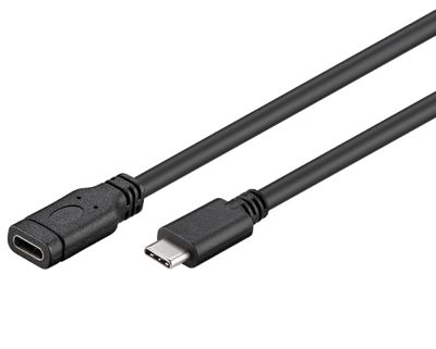 USB-C (USB 3.1) förlängningskabel svart 1m