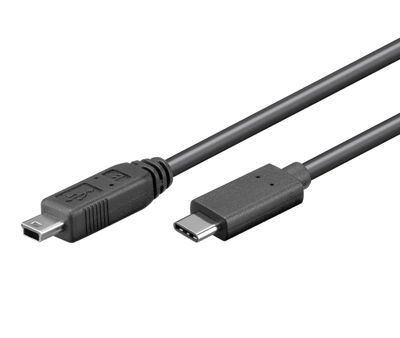 USB 2.0 anslutningskabel USB-C/mini-USB-B svart 1m USB 2.0 anslutningskabel USB-C/mini-USB-B svart 1m