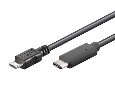 USB 2.0 anslutningskabel USB-C/micro-USB-B svart 0,2m