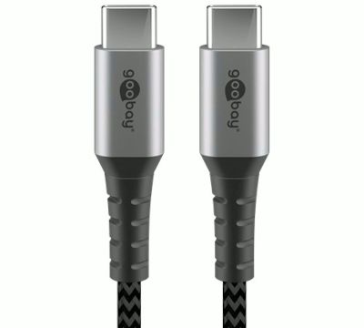 USB-C (USB 2.0) anslutningskabel med textilisolering USB-C/USB-C 1,0m