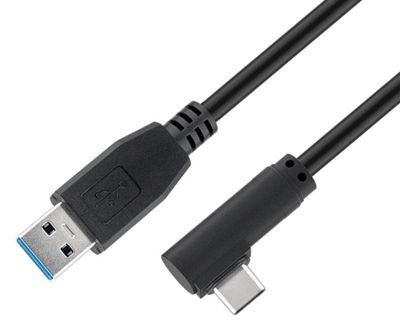 USB 3.0 anslutningskabel USB-A/USB-C vinklad svart 1m