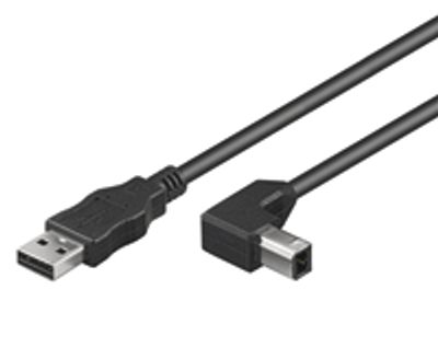 USB-anslutningskabel 2.0 USB-A/USB-B vinklad svart 3m