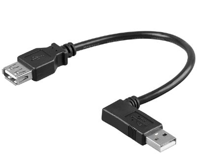USB-förlängningskabel USB 2.0 USB-A/A vinklad vänster svart 0,3m