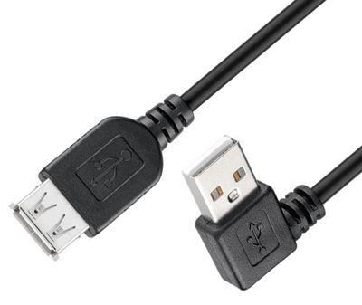 USB-förlängningskabel USB 2.0 USB-A/A vinklad höger svart 0,3m