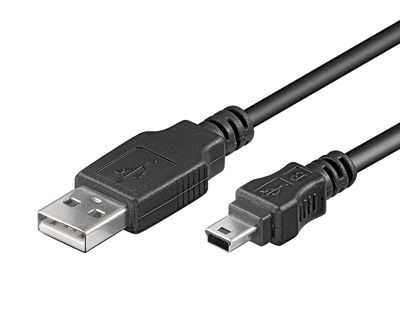 USB-anslutningskabel A-hane/mini-B-hane svart 1m