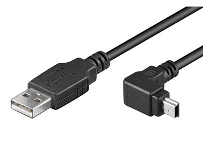 USB-anslutningskabel A-hane/mini-B-hane vinklad svart 1,8m