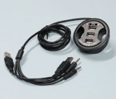 USB-hubb med ljudingång, 3 portar USB 2.0 för panelmontering