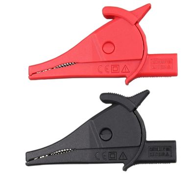 Par med gäddkäftskontakter 4 mm för säkerhetsbanankontakt Cat III 1000V svart/röd