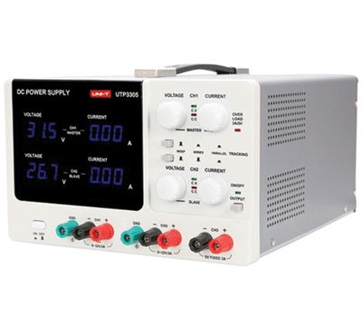 Justerbar laboratorieeffektkälla 2x0-32V 2x0-5A linjär