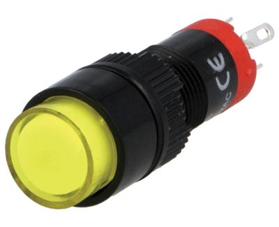 Knapp med LED-indikator 1xON-(ON) LED/230Vac/dc gul