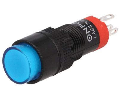 Tryckströmbrytare med LED-indikator 1xON-ON LED/24Vac/dc blå