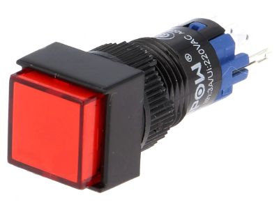 Tryckströmbrytare med LED-indikator 1xON-ON LED/24Vac/dc röd