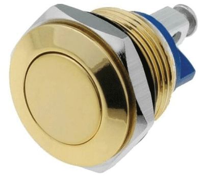 Tryckknapp stängande 1xOFF-(ON) 2A 36Vdc IP65 guld