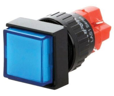 Tryckknapp med LED-indikator 1xON-(ON) LED/230Vac/dc blå
