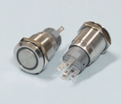 Tryckströmbrytare med LED-indikator 1xON-ON 0,5A 220Vac IP67 blå/24Vdc