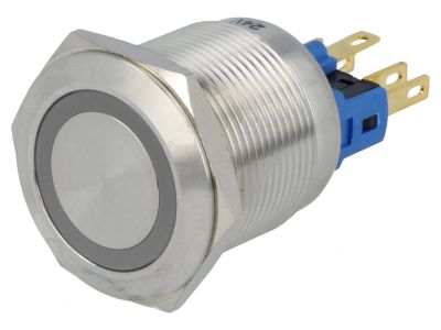 Tryckknapp med LED-indikator 1xNO/1xNC 5A 250Vac IP65 blå/24Vdc